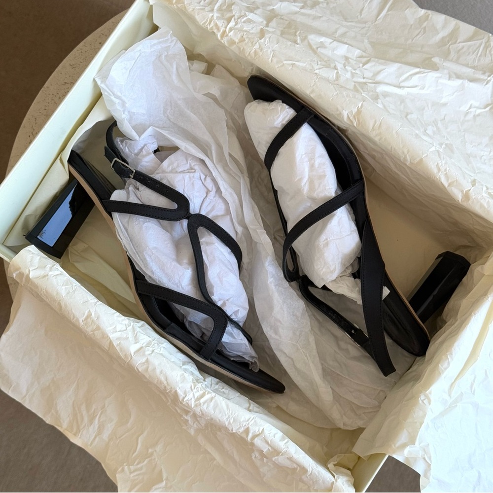 BY FAR Brigette black raw silk sandals, size 36 - Picture 2 of 9